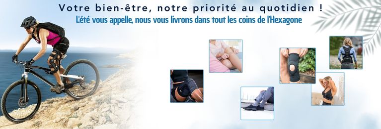 l'orthopédie en ligne par TousOrtho livraison en vacances en France image illustrant les articles d'orthopédie en ligne vendus sur TousOrtho version mobile mentionnant la livraison sur toute la France